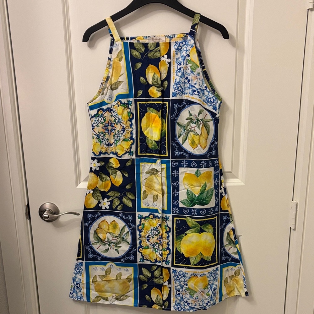 Vibrant Lemon Patchwork Mini Dress